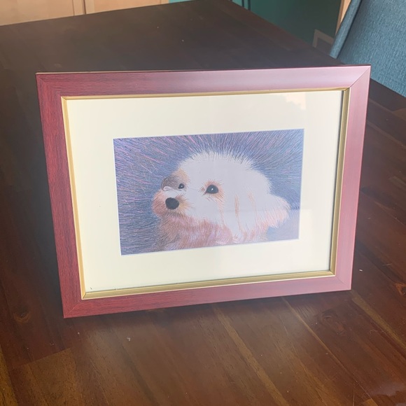 Unique Dog Art with reflective threads, framed. - Picture 3 of 7